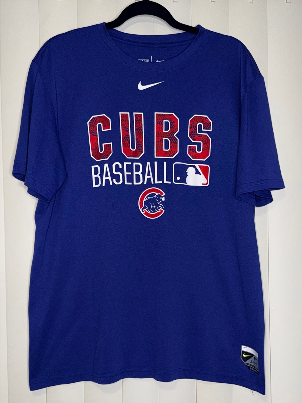 Chicago Cubs Shirt Mens Blue MLB Baseball Nike Dri-FIT Authentic Tee Sz Large